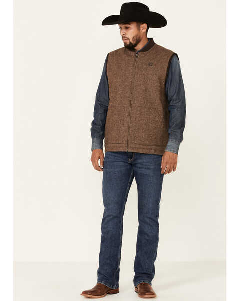 Cinch Men's Wool Canvas Reversible Zip-Front Vest , Brown, hi-res