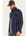 Image #2 - Resistol Men's Louisville Large Plaid Long Sleeve Button Down Shirt, Dark Blue, hi-res