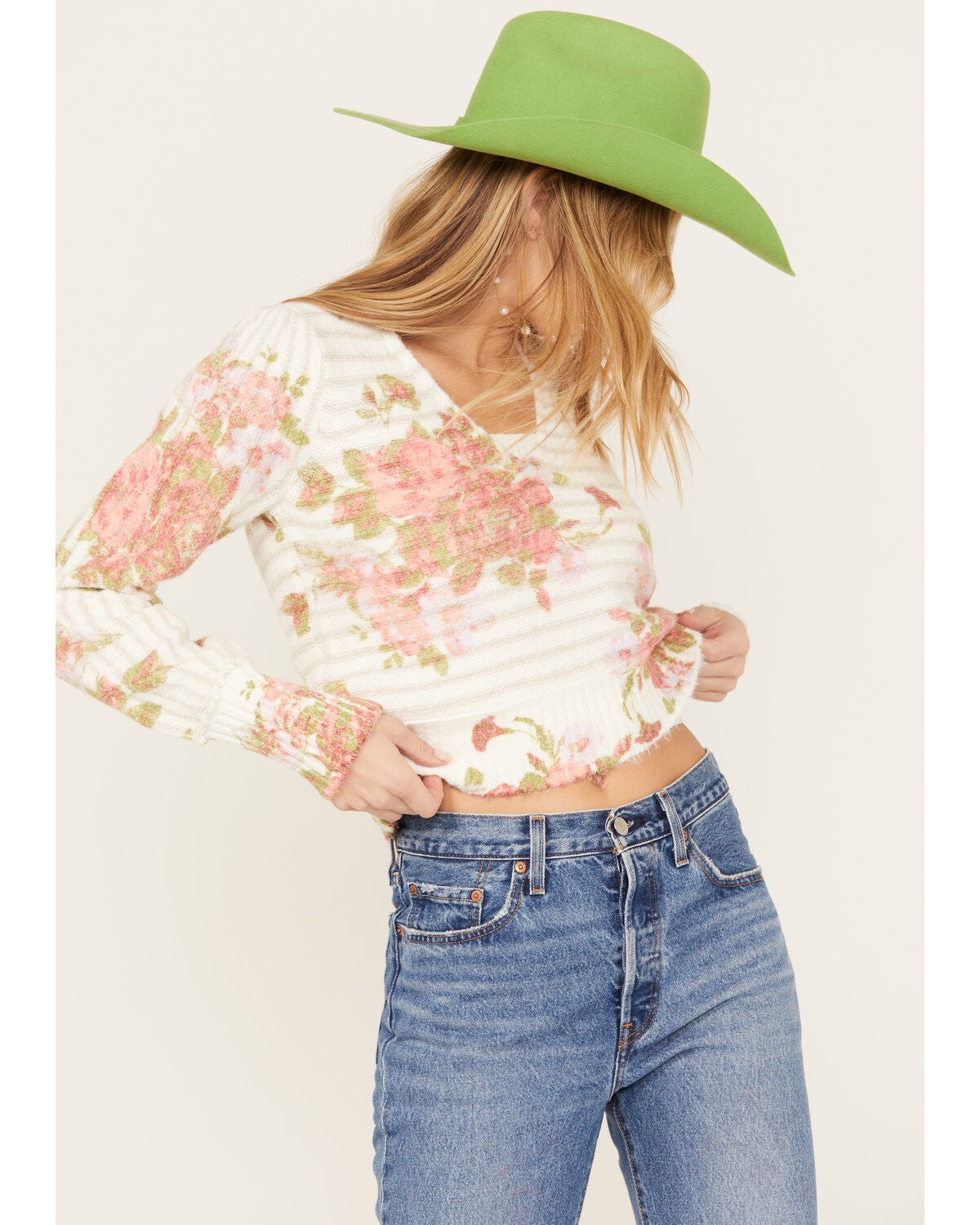 Free People Women's Bed of Roses Sweater, Ivory, hi-res