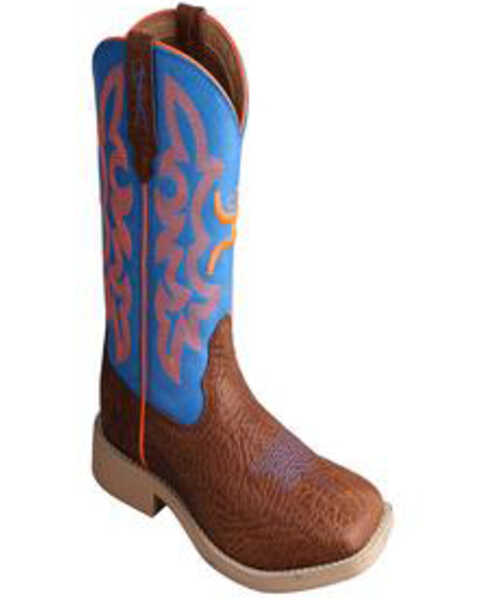HOOey by Twisted X Boys' Square Toe Western Boots, Cognac, hi-res