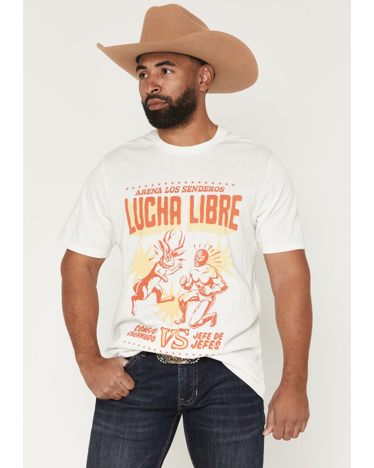 Sendero Provisions Men's Lucha Libre Short Sleeve Graphic T-Shirt, White, hi-res