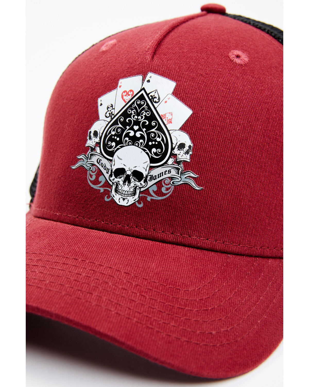 Image #2 - Cody James Men's Skull Cards Graphic Ball Cap, Red, hi-res