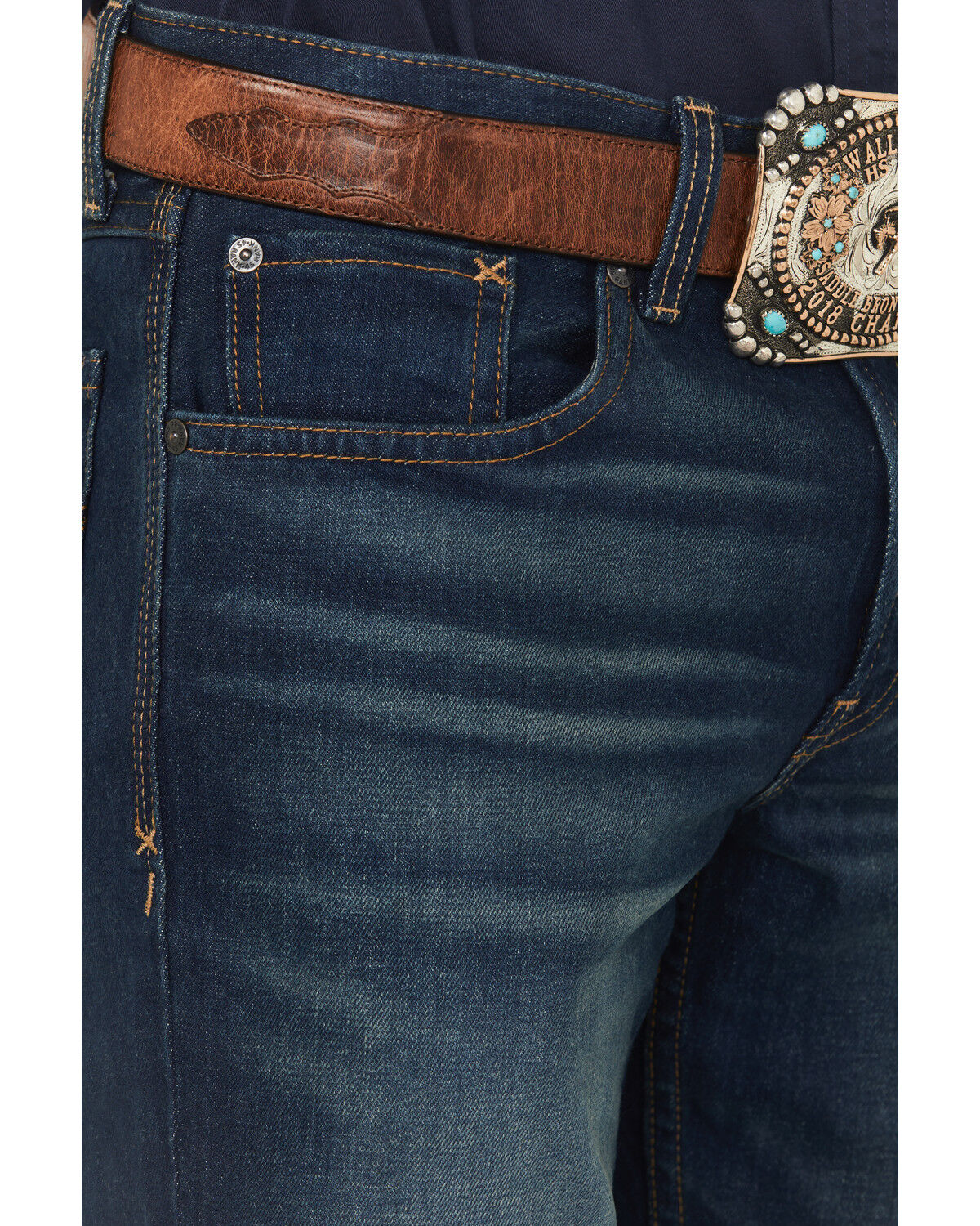 Image #2 - RANK 45® Men's Coyote Wash Ambush Slim Straight Durable Stretch Denim Jeans, Dark Wash, hi-res