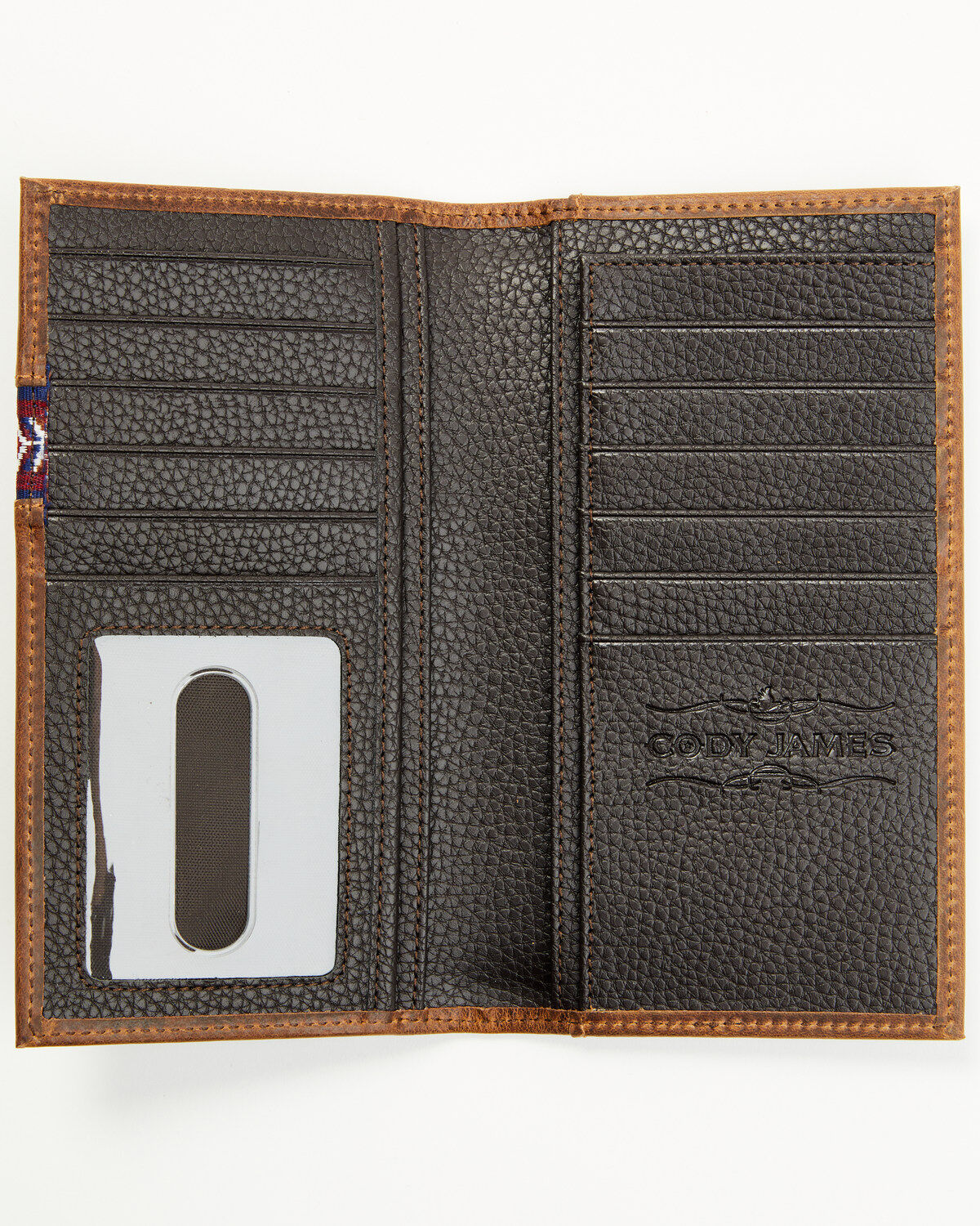 Image #2 - Cody James Men's Leroy Leather Southwestern Woven Inlay Rodeo Wallet, Brown, hi-res