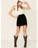 Image #1 - Double D Ranch Women's Gathered Stories Fringe Skirt, Black, hi-res