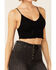 Fornia Women's Seamless Floral Bralette , Black, hi-res