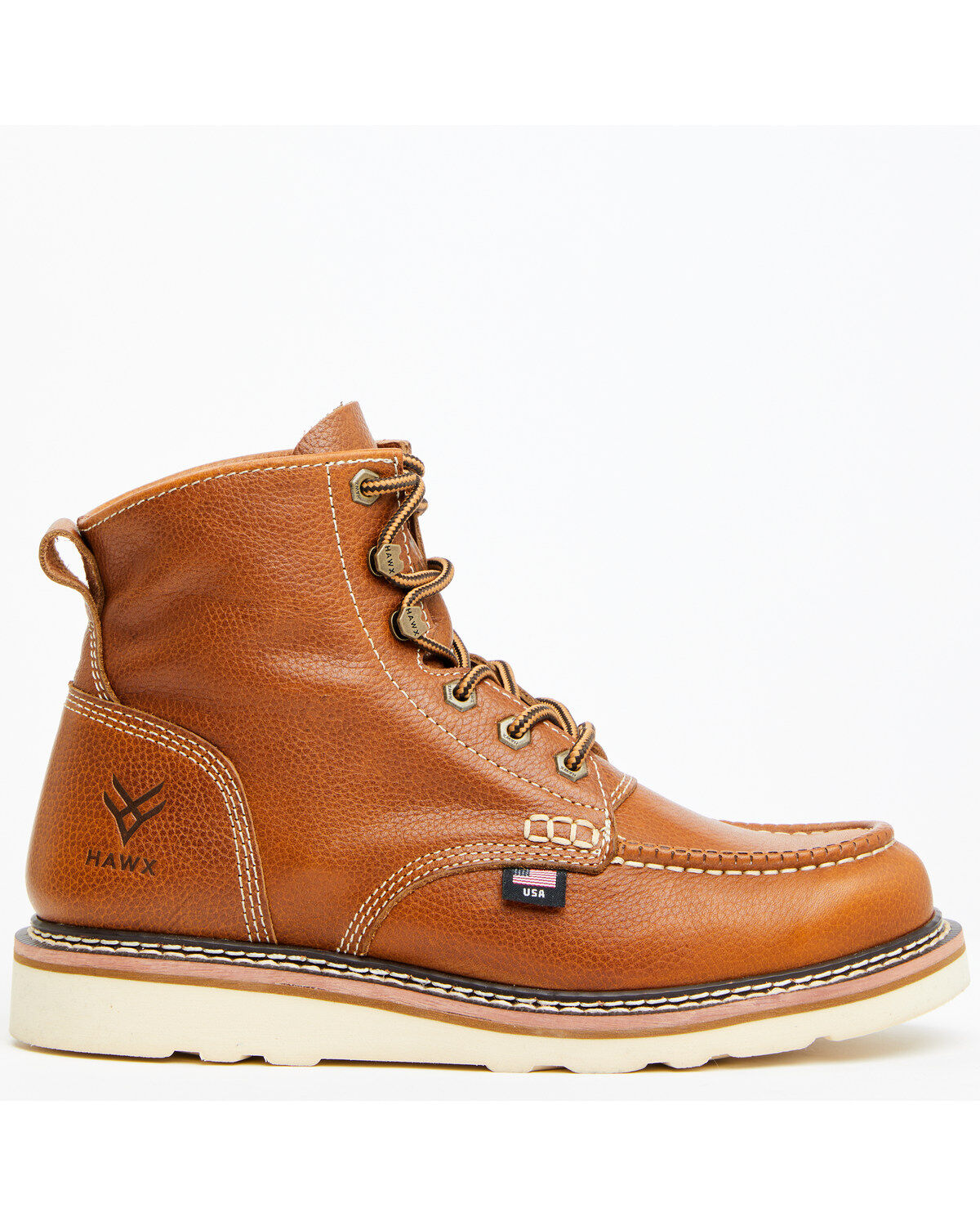 Image #2 - Hawx Men's 6" USA Pitstop Wedge Redesigned Work Boots - Soft Toe, Brown, hi-res