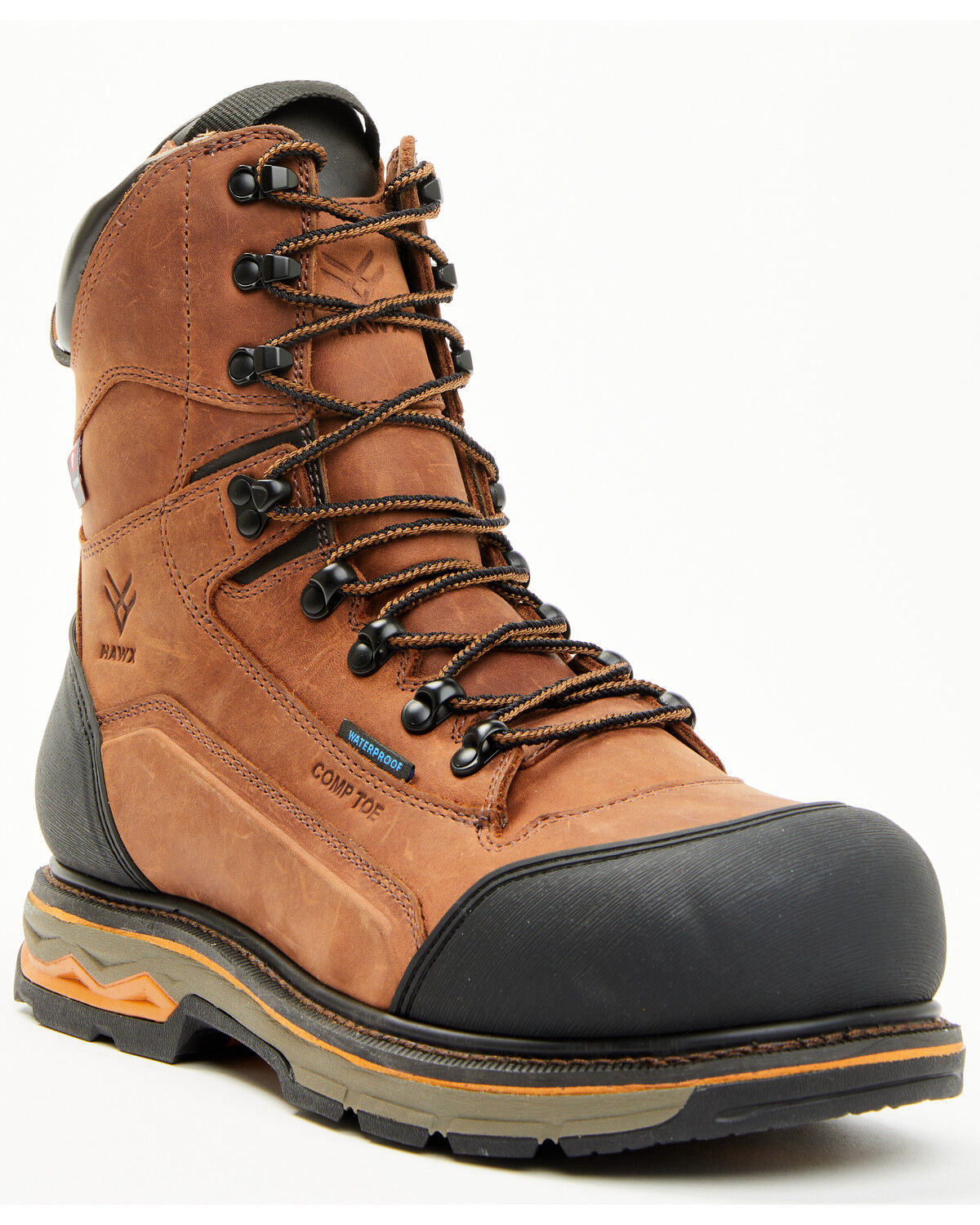 Hawx Men's 8" Enduro Waterproof 800G Insulated Work Boots - Composite Toe, Dark Brown, hi-res