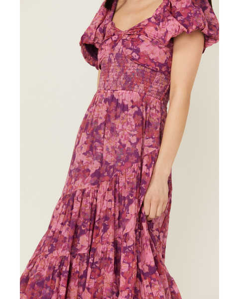 Image #3 - Free People Women's Sundrenched Floral Short Sleeve Maxi Dress , Pink, hi-res