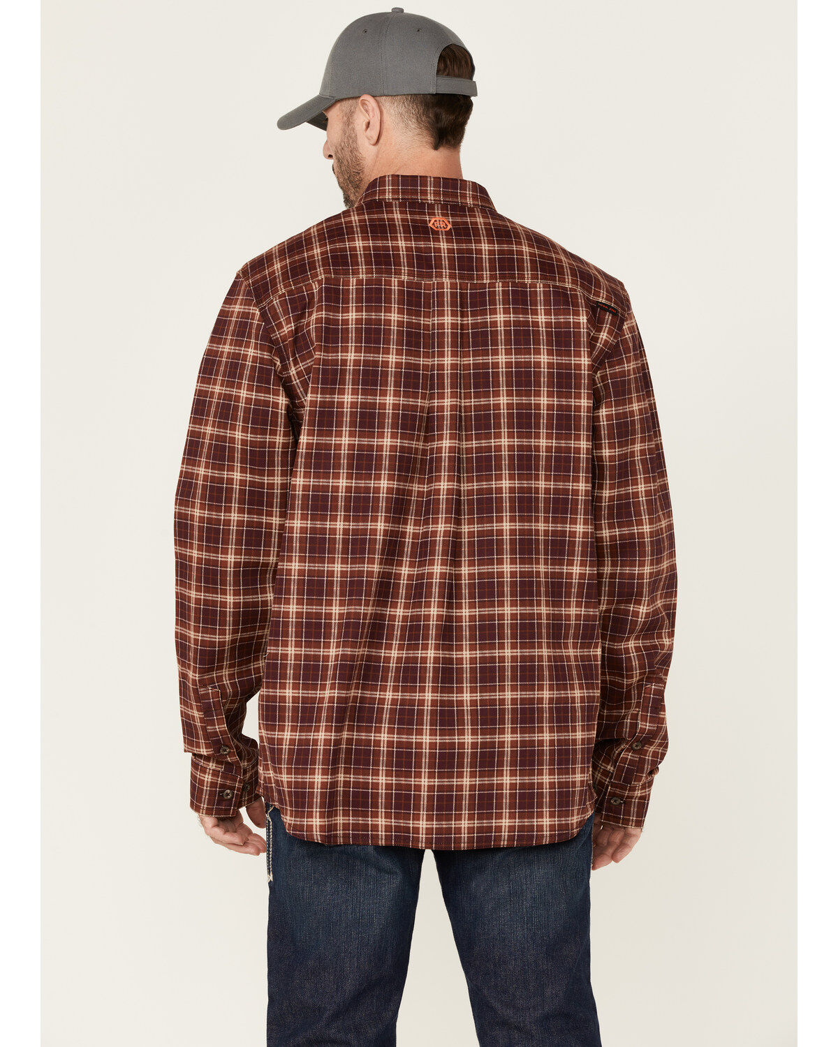 Image #4 - Hawx Men's FR Plaid Print Long Sleeve Button Down Work Shirt - Tall, Red, hi-res