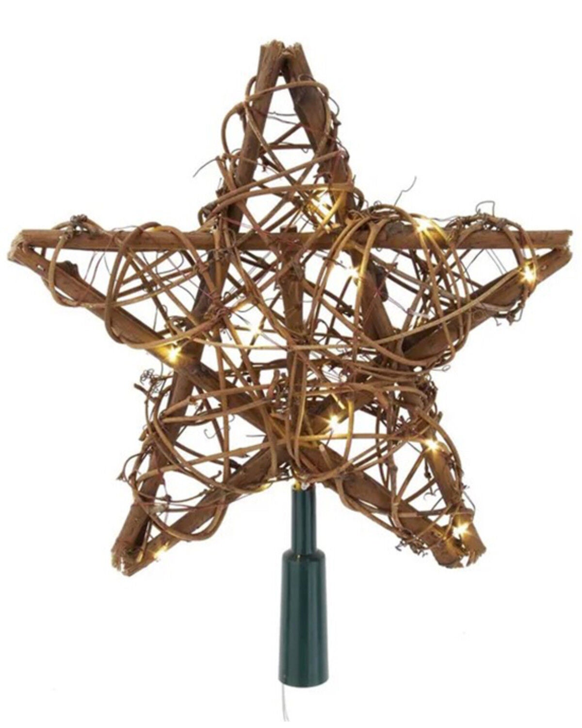 Kurt Adler 10" 20L Warm White Fairy LED Natural Rattan Star Treetop, Multi, hi-res