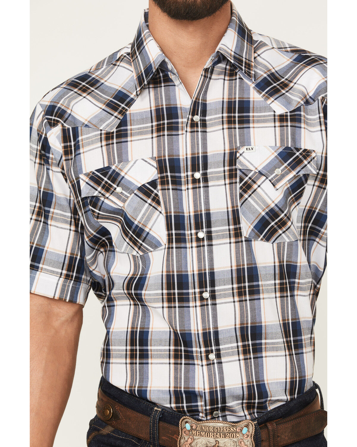 Image #3 - Ely Walker Men's Plaid Print Short Sleeve Snap Western Shirt - Big, , hi-res