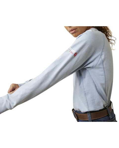 Image #4 - Ariat Women's FR Air Henley Long Sleeve Work Pocket Shirt , Blue, hi-res