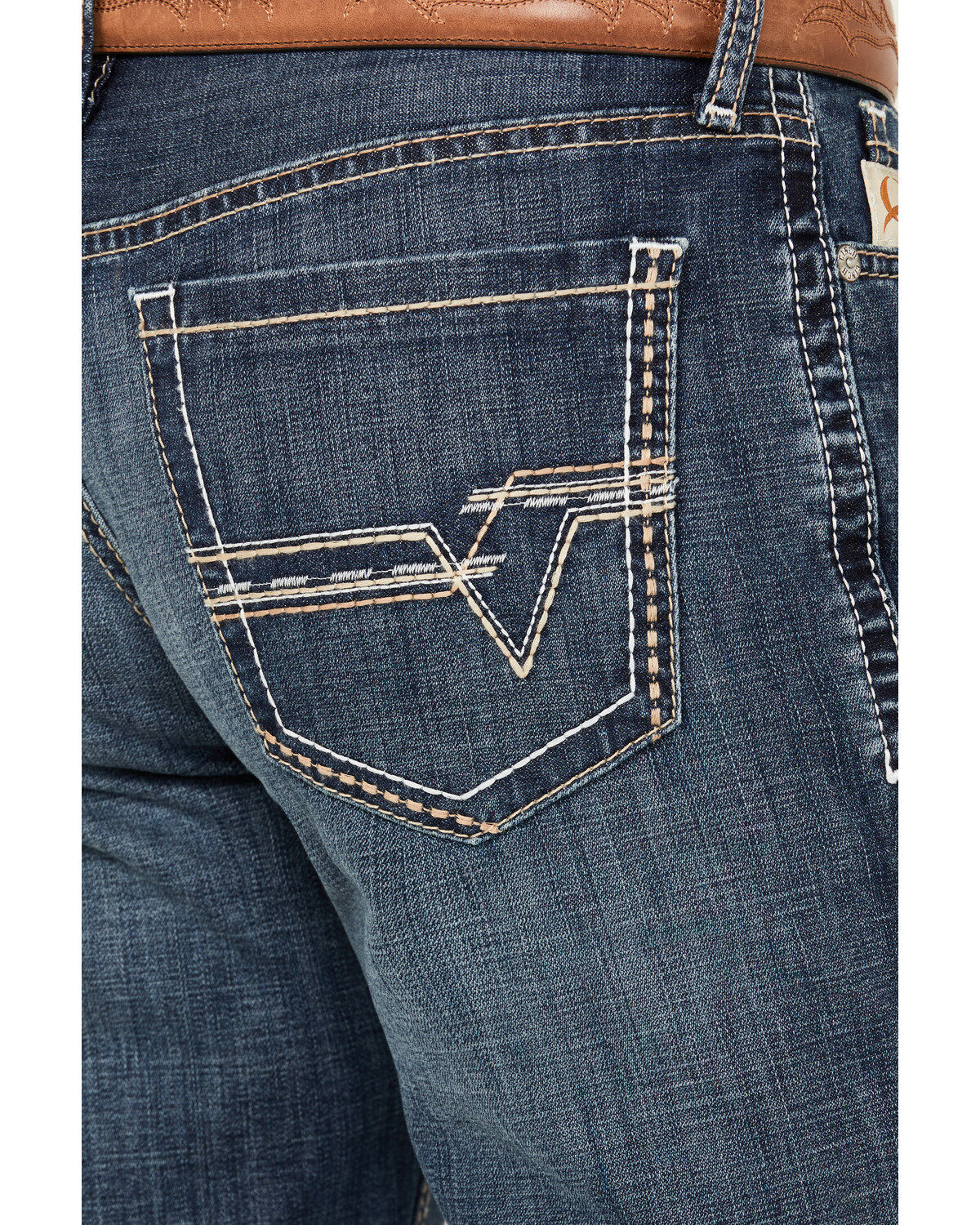Image #4 - Cinch Men's Ian Dark Wash Slim Bootcut Performance Stretch Denim Jeans, Indigo, hi-res