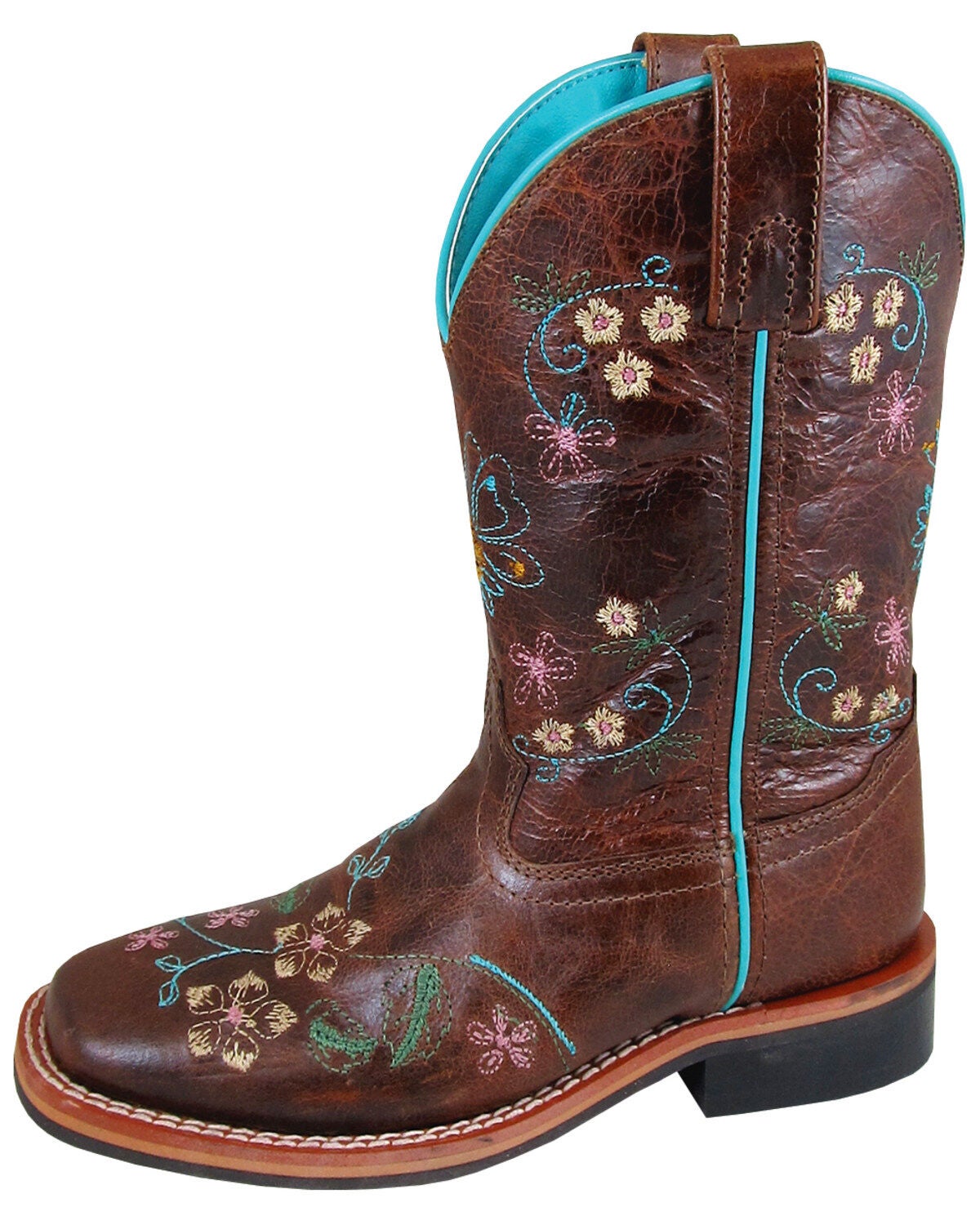 Smoky Mountain Little Girls' Floralie Western Boots - Square Toe, Brown, hi-res