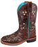 Image #1 - Smoky Mountain Little Girls' Floralie Western Boots - Square Toe, Brown, hi-res