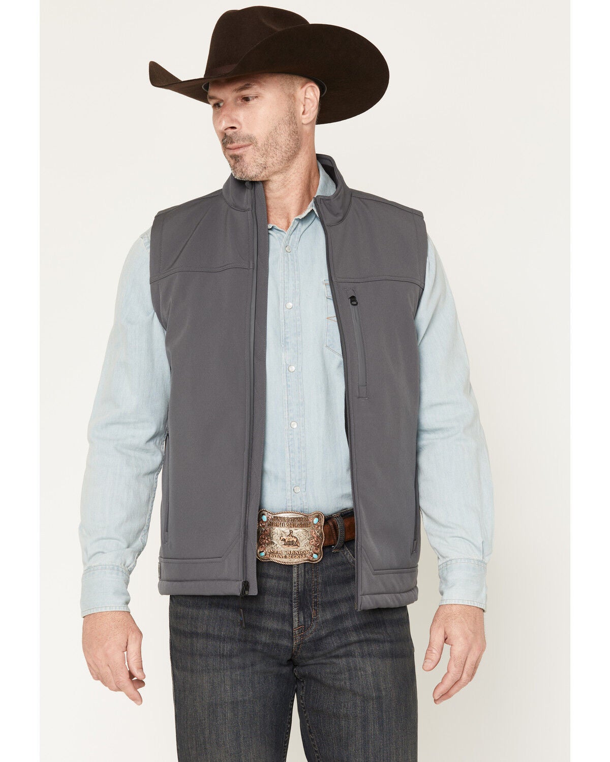 Image #1 - Cody James Men's Estacado Solid Concealed Carry Softshell Vest - Big, Charcoal, hi-res