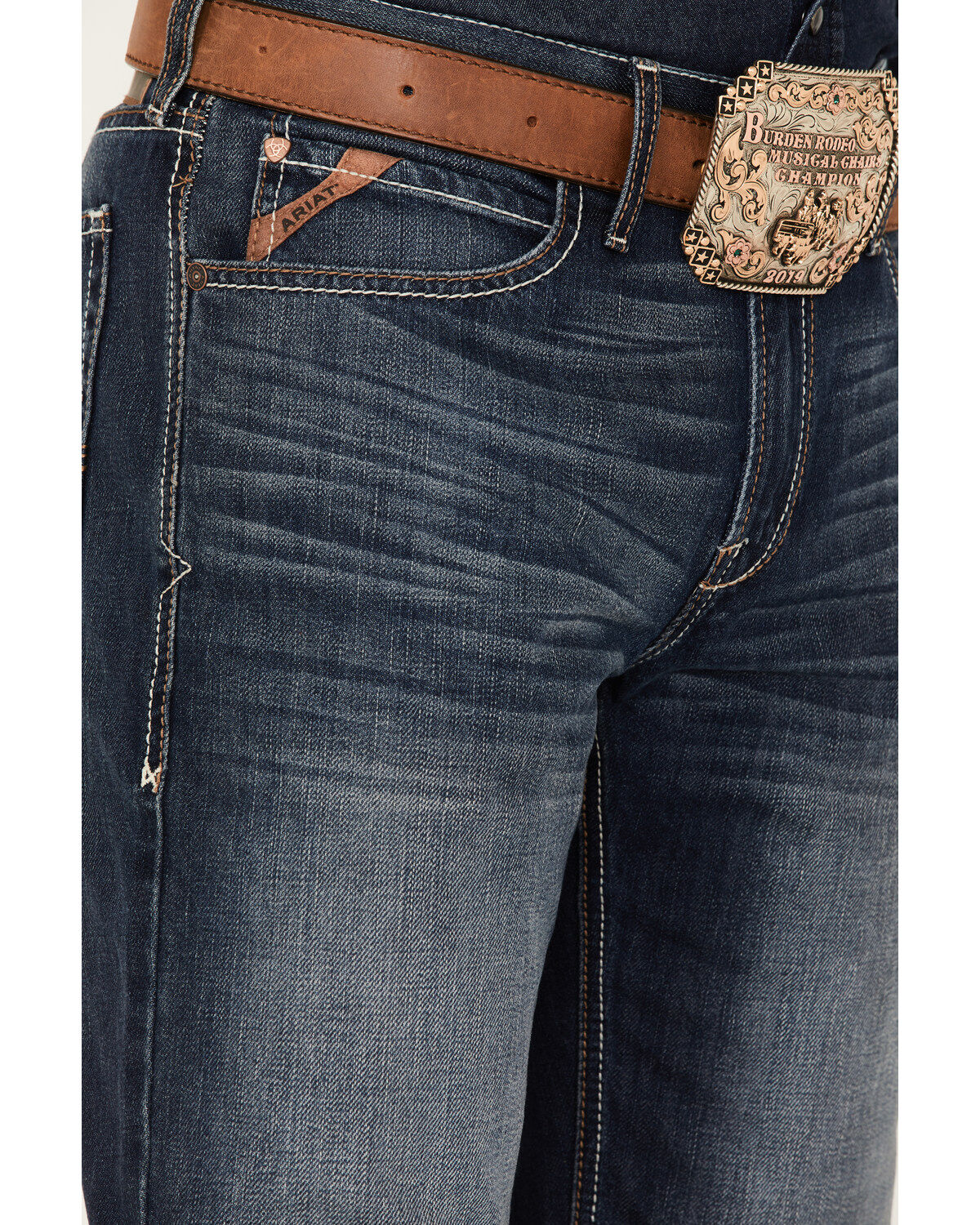 Image #2 - Ariat Men's Big Sur 3D Garby Dark Wash Relaxed Bootcut Jeans, Blue, hi-res