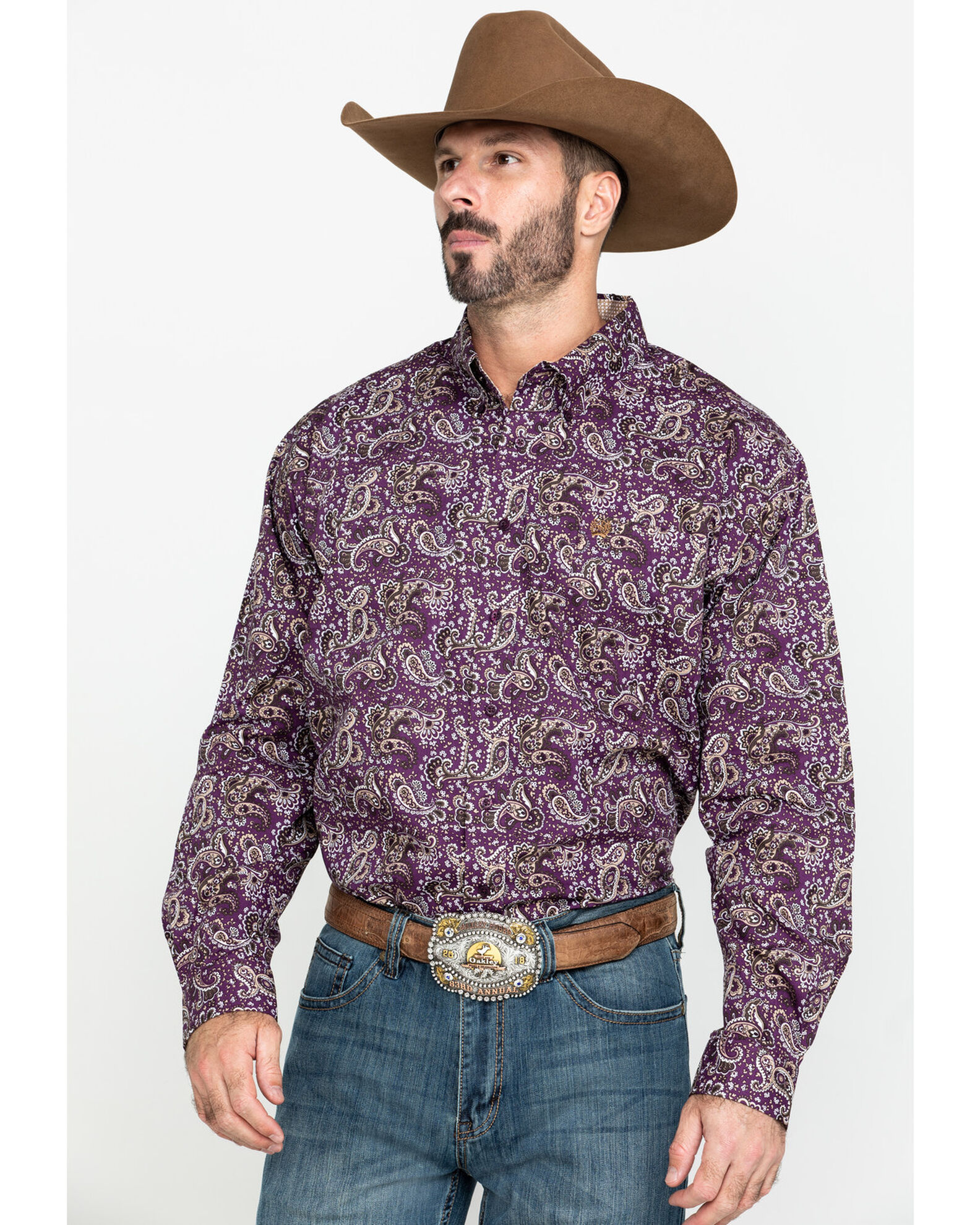 Cinch Men's Purple Paisley Print Long Sleeve Western Shirt | Boot Barn