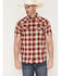 Image #1 - Moonshine Spirit&reg; Men's Deep Red Dobby Plaid Print Short Sleeve Snap Western Shirt, Red, hi-res