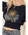 Image #3 - Cleo + Wolf Women's Sun & Moon Smocked Crop Top, Navy, hi-res