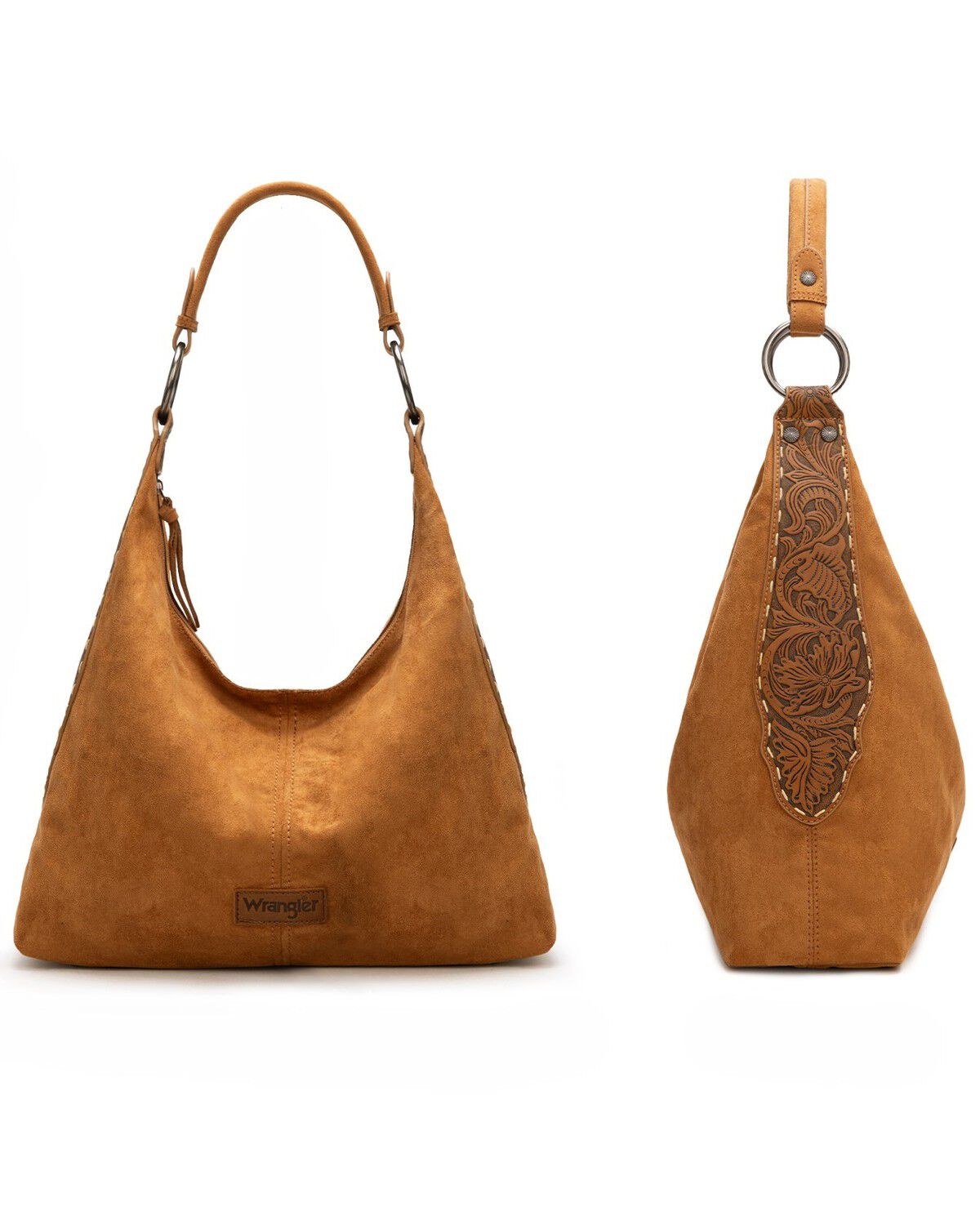 Image #1 - Wrangler Women's Floral Tooled Hobo Bag with Pouch, Brown, hi-res