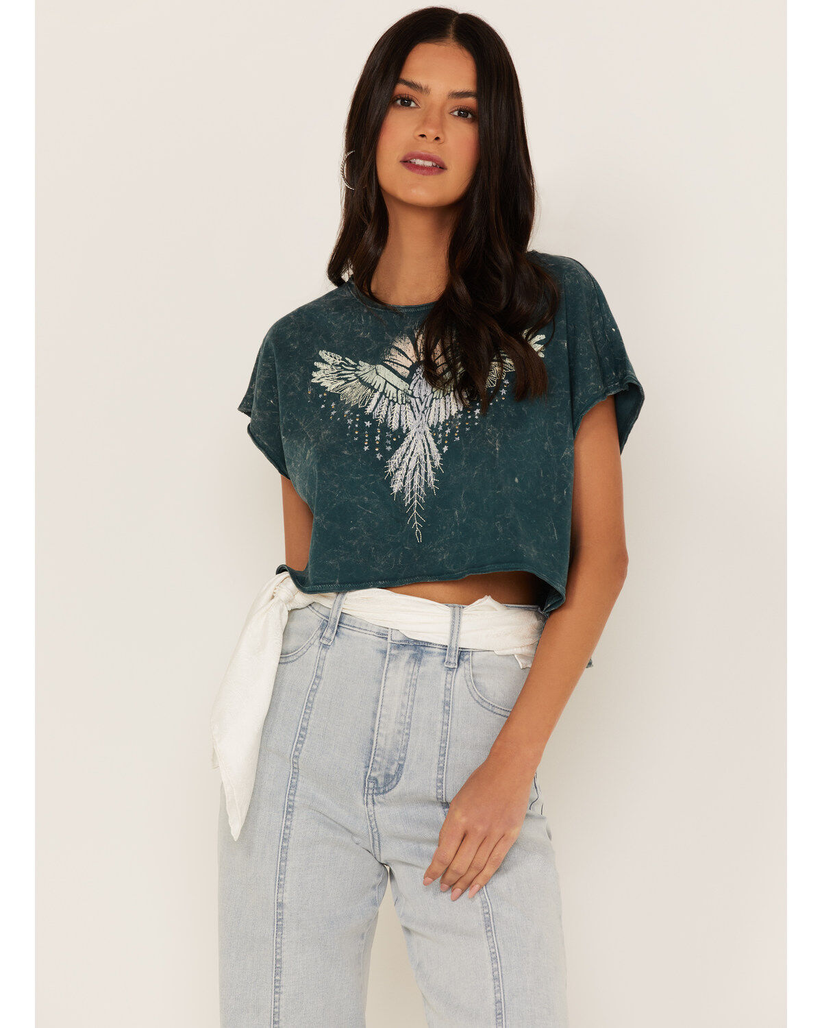 Image #1 - Shyanne Women's Southwestern Eagle Cropped Graphic Tee, , hi-res