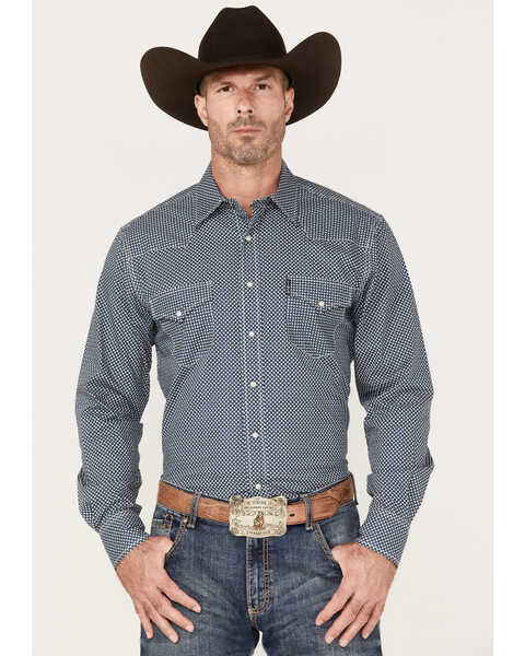 Cinch Men's Modern Fit Small Geo Print Snap Western Shirt , Blue, hi-res