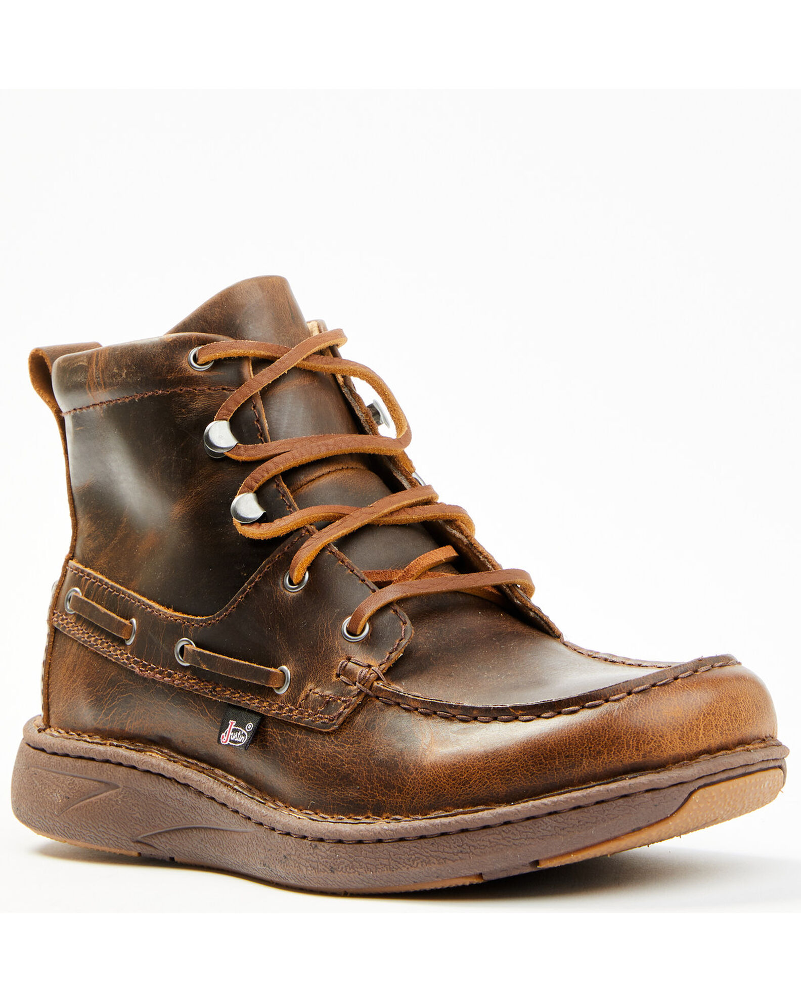 Justin Men s Hazer Casual Lace Up Lacer Shoe Moc Toe Boot Barn