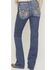 Image #1 - Miss Me Girls' Medium Wash Mid Rise Wing Pocket Bootcut Stretch Denim Jeans, Medium Wash, hi-res