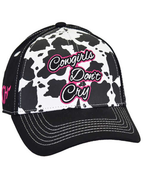 Cowgirl Hardware Girls' Cowgirls Don't Cry Baseball Cap , Black, hi-res