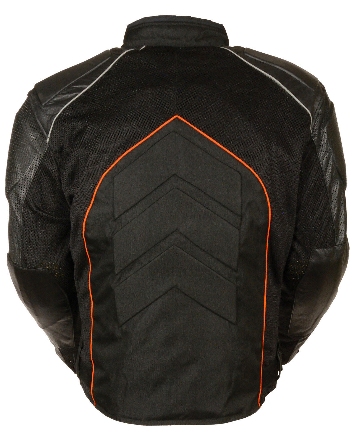 Image #3 - Milwaukee Leather Men's Combo Leather Textile Mesh Racer Jacket - 4X, Black/orange, hi-res