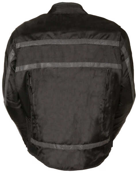 Image #2 - Milwaukee Leather Men's Reflective Stripe Racer Jacket, Black, hi-res