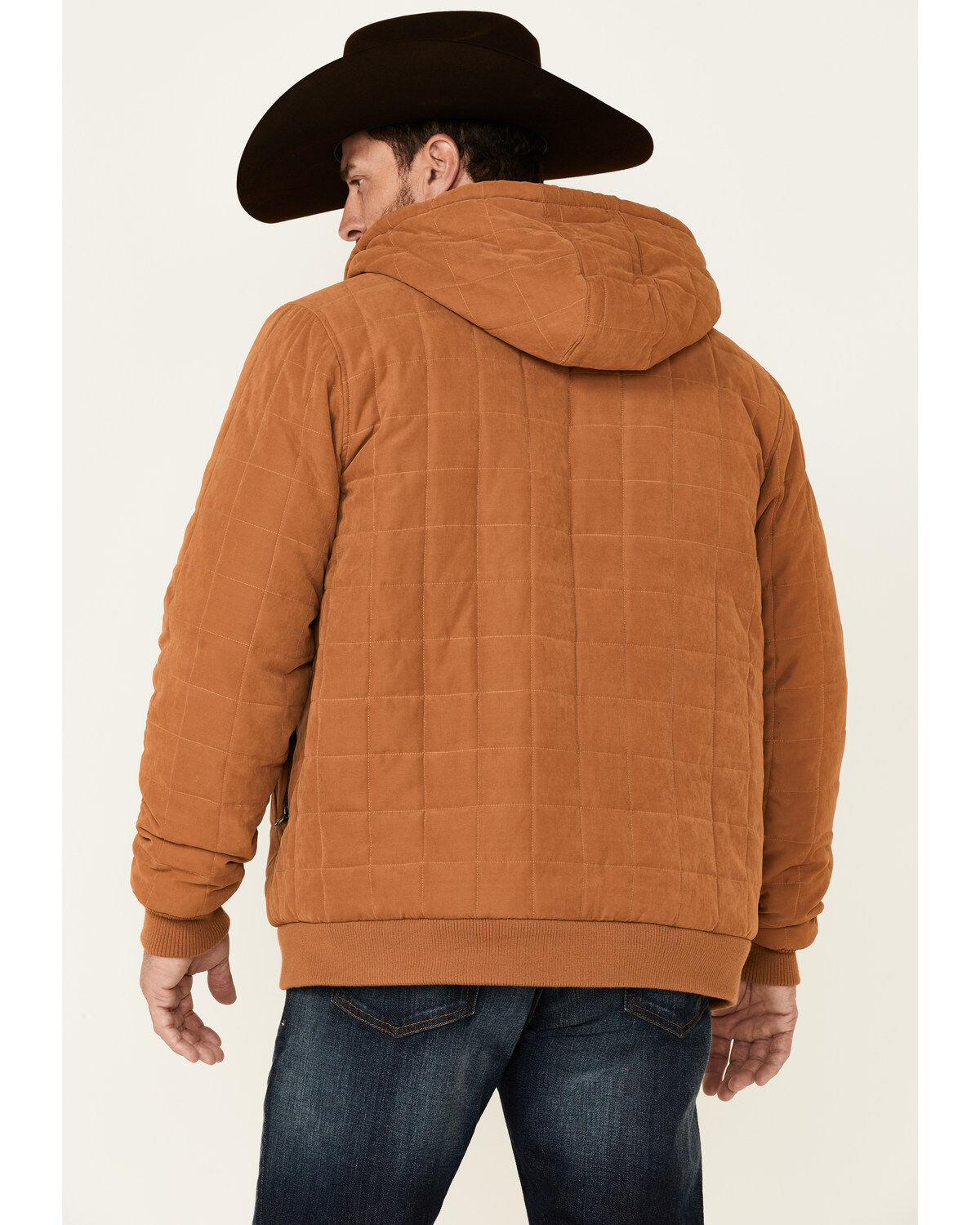 Image #4 - Cinch Men's Khaki Quilted Sherpa Lined Zip-Front Hooded Jacket, Beige/khaki, hi-res