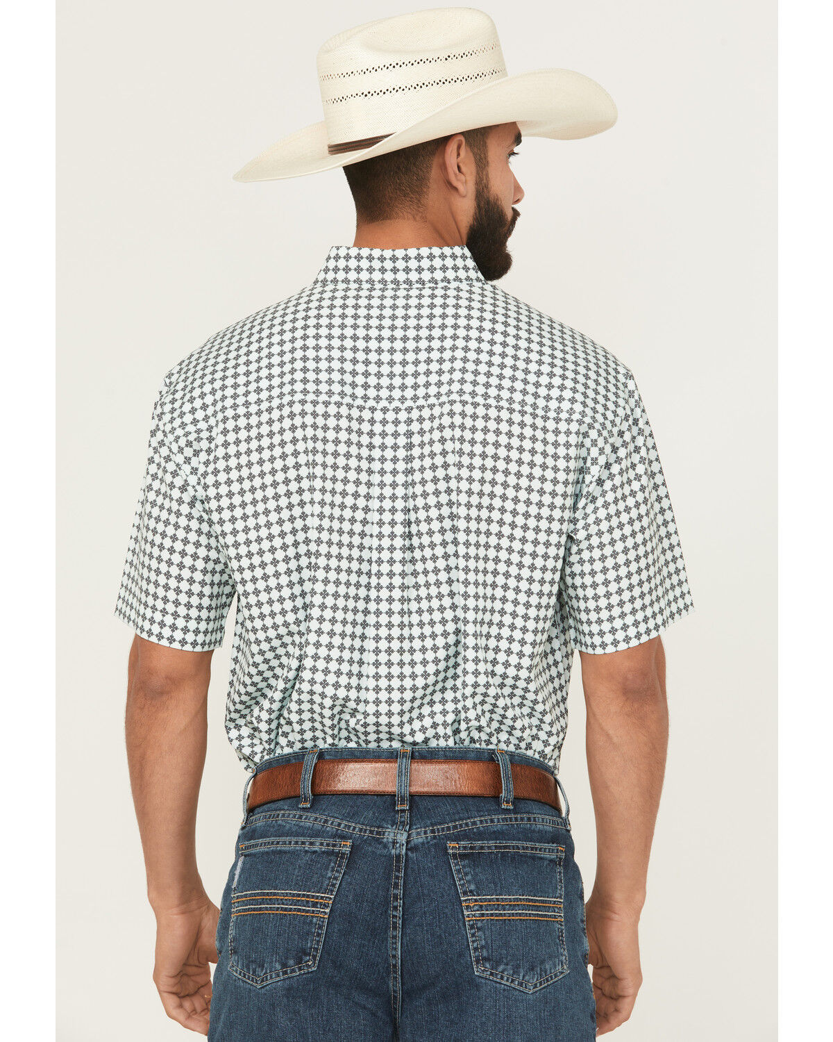 Image #4 - Cinch Men's Geo Print Short Sleeve Button-Down Performance Stretch Western Shirt - Big, Mint, hi-res