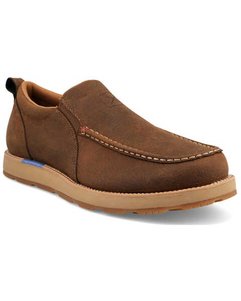 Twisted X Men's Cellstretch Wedge Sole Slip-On Casual Shoes - Moc Toe , Brown, hi-res