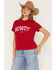 Image #1 - Ariat Women's Collegiate Howdy Short Sleeve Graphic Tee, Red, hi-res