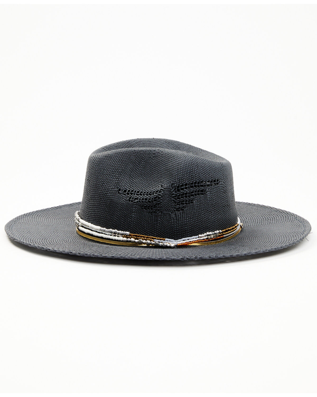 Image #3 - Shyanne Women's Andalusian Straw Western Fashion Hat, Navy, hi-res