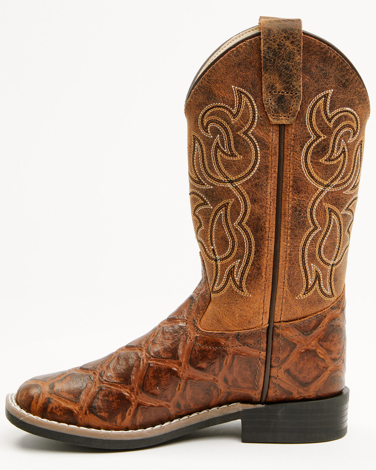 Image #3 - Cody James Boys' Duke Embossed Western Boots - Broad Square Toe, Brown, hi-res