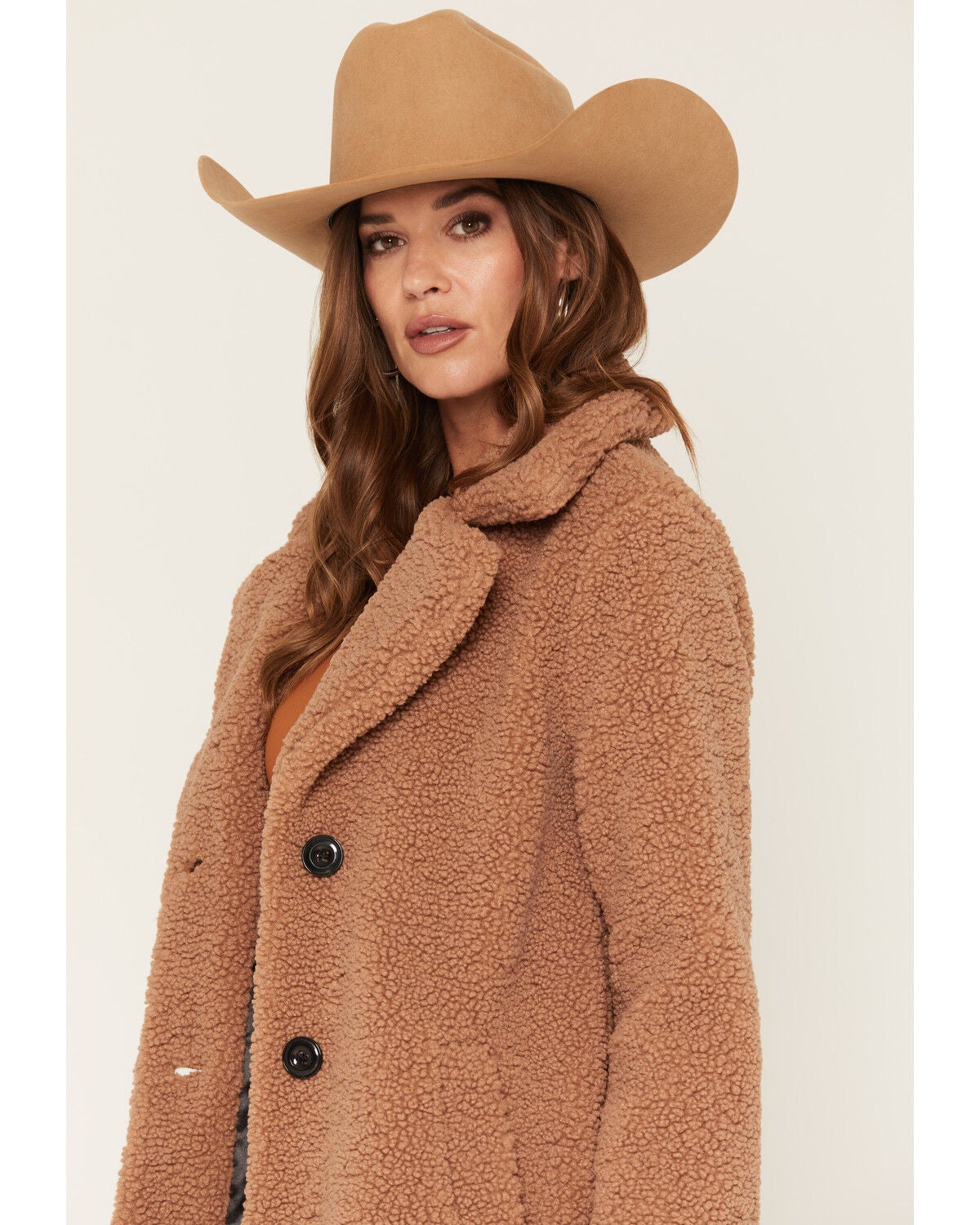 Image #2 - Becca Women's Sherpa Button Up Coat, Oatmeal, hi-res