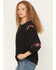 Image #2 - Shyanne Women's Gulch 3/4 Sleeve Embroidered Peasant Top, Black, hi-res
