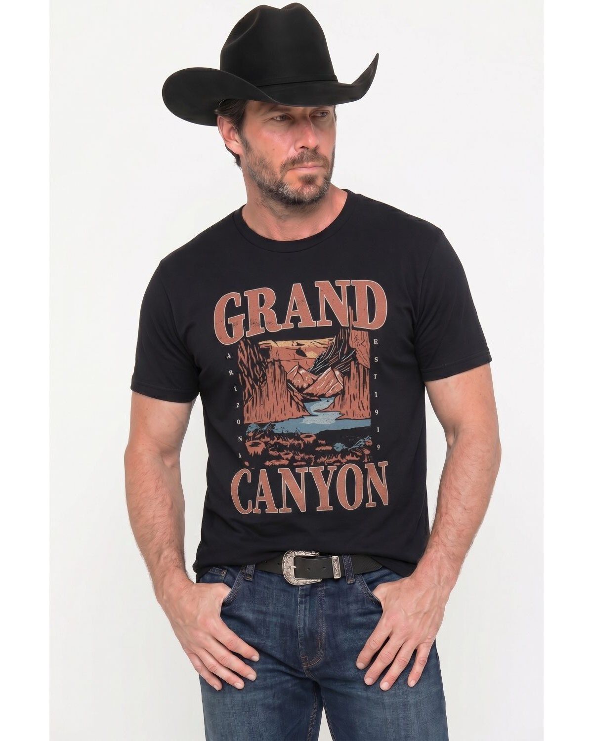 Image #1 - Americana Men's Grand Canyon Short Sleeve Graphic T-Shirt, Black, hi-res