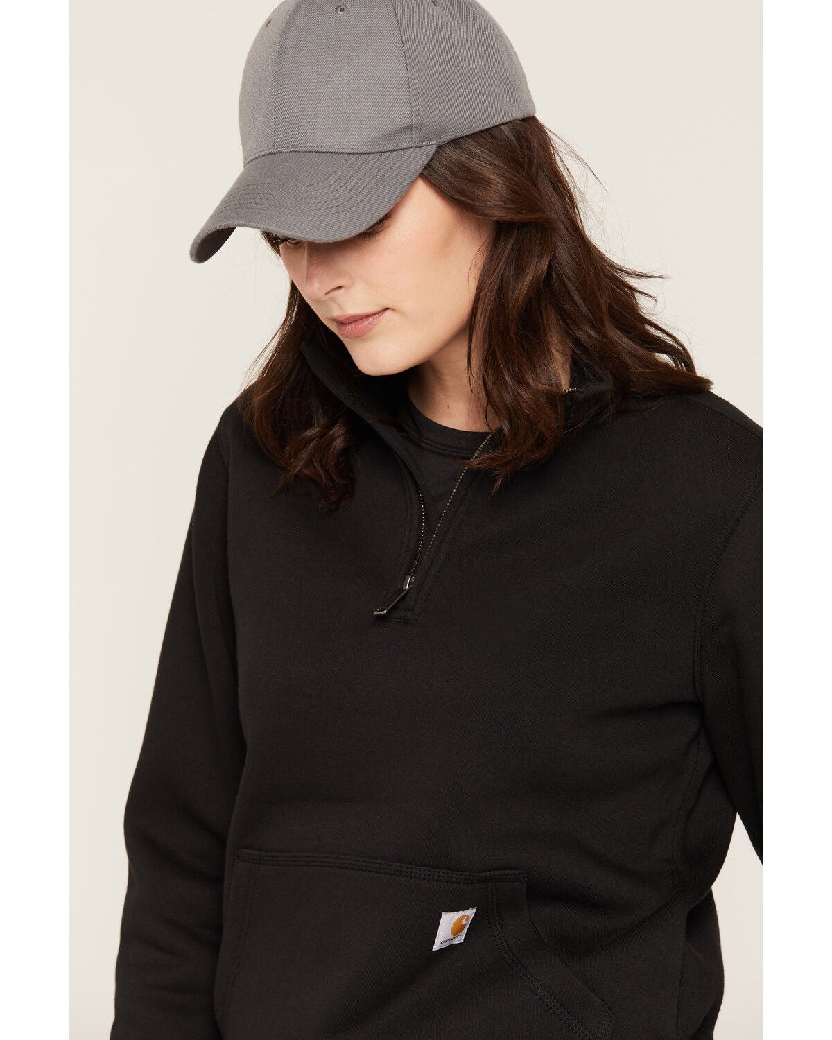 Image #2 - Carhartt Women's Clarksburg 1/4 Zip Pullover Sweatshirt, Black, hi-res