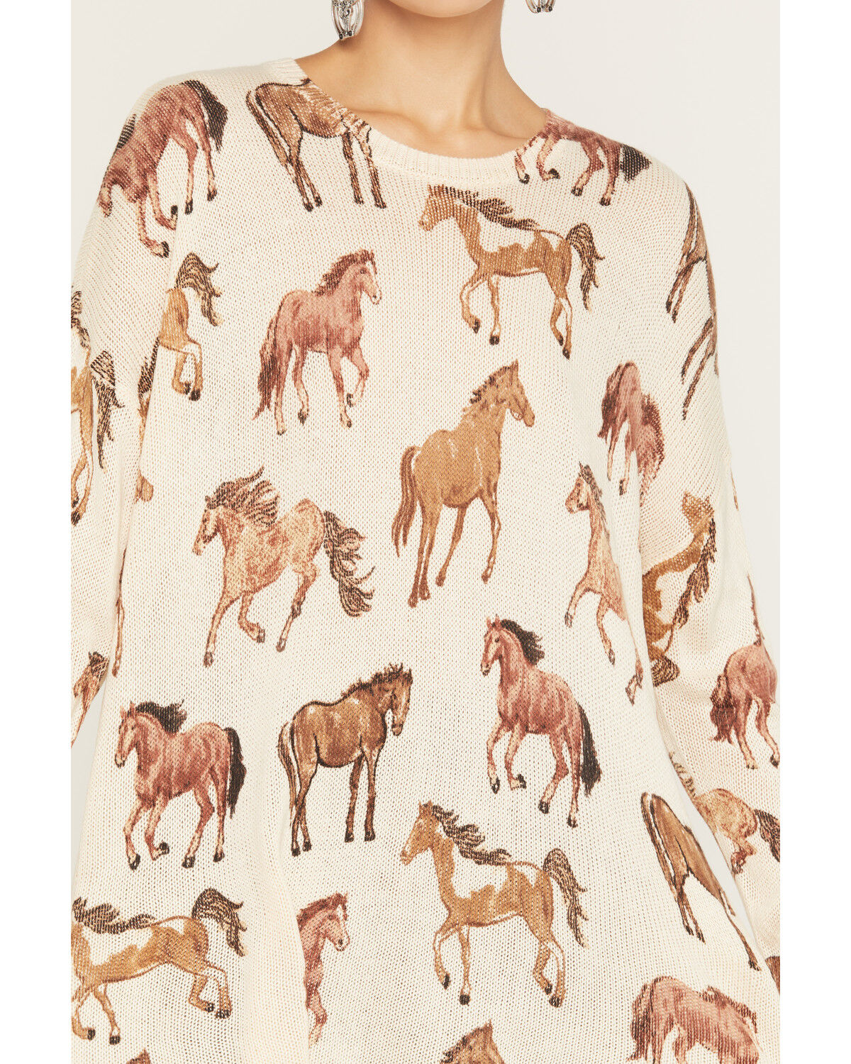 Image #3 - Show Me Your Mumu Women's Running Horse Sweater, Cream, hi-res