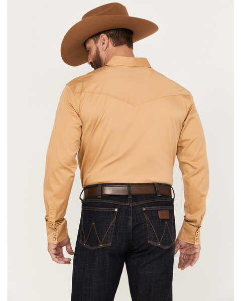 Blue Ranchwear Men's Twill Long Sleeve Snap Shirt, Medium Yellow, hi-res