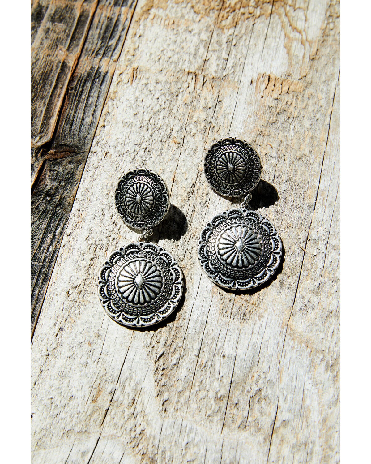 Image #1 - Idyllwind Women's Bristol Double Concho Earrings, Silver, hi-res