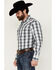 Image #2 - Wrangler Retro Men's Premium Plaid Print Long Sleeve Snap Western Shirt, Blue, hi-res