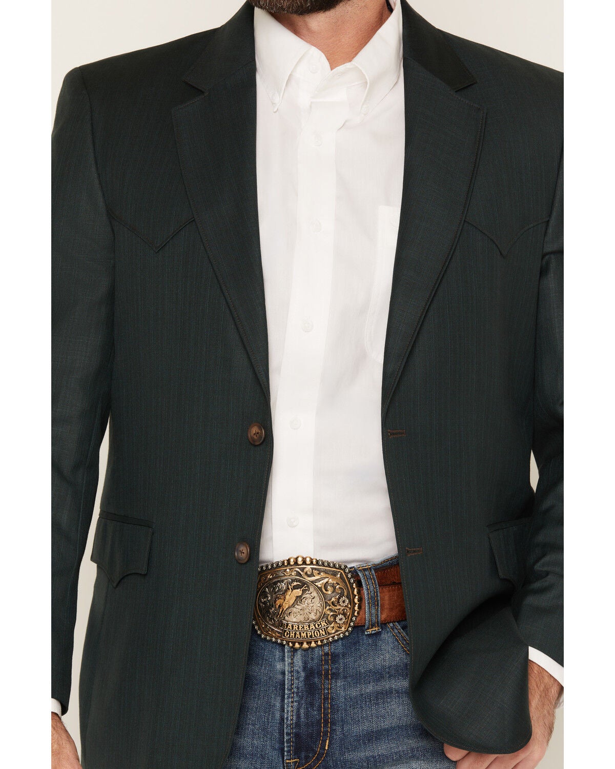 Image #3 - Circle S Men's Lubbock Print Button-Down Sportcoat, Dark Green, hi-res