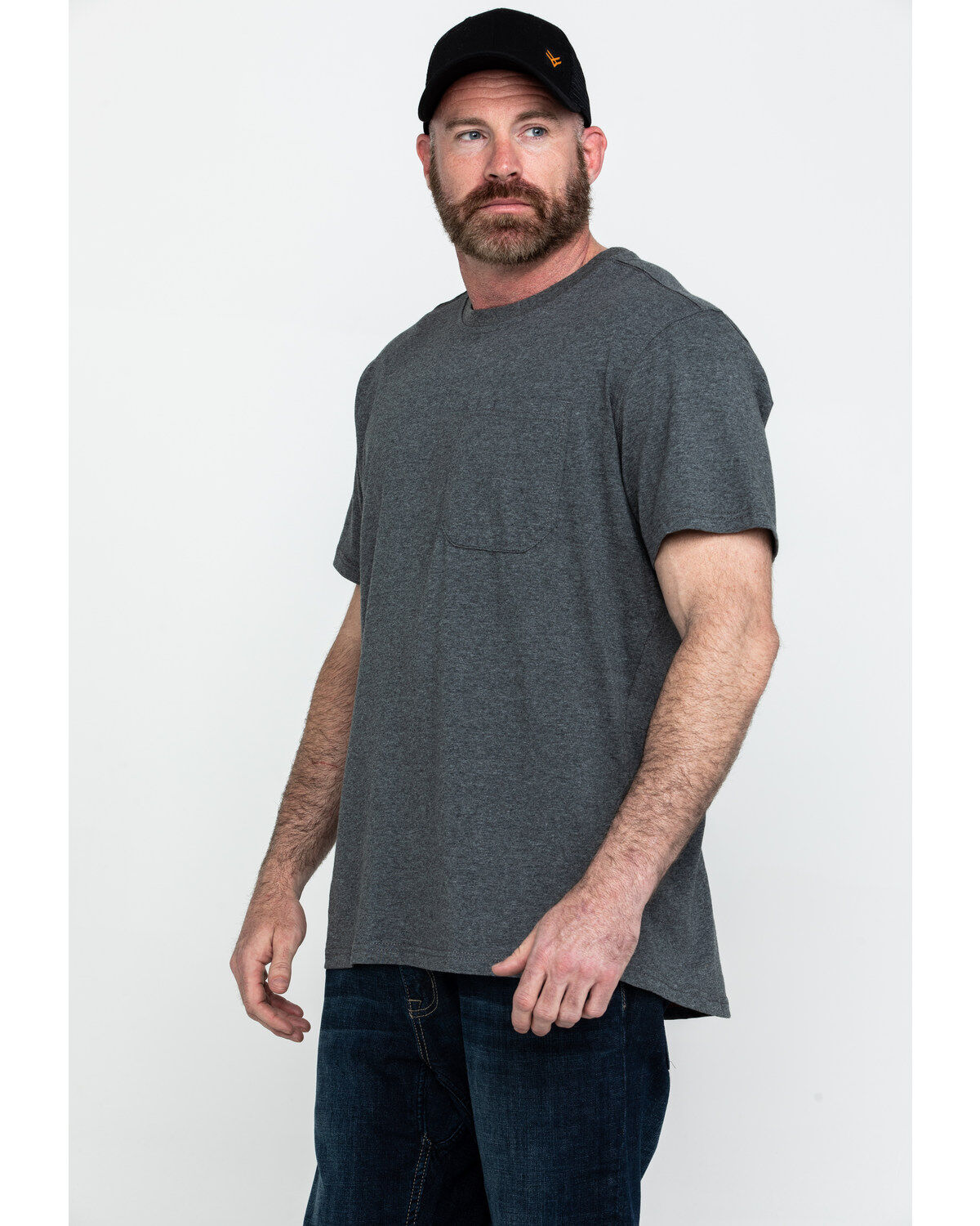Image #3 - Hawx Men's Pocket Crew Short Sleeve Work T-Shirt - Tall, Charcoal, hi-res
