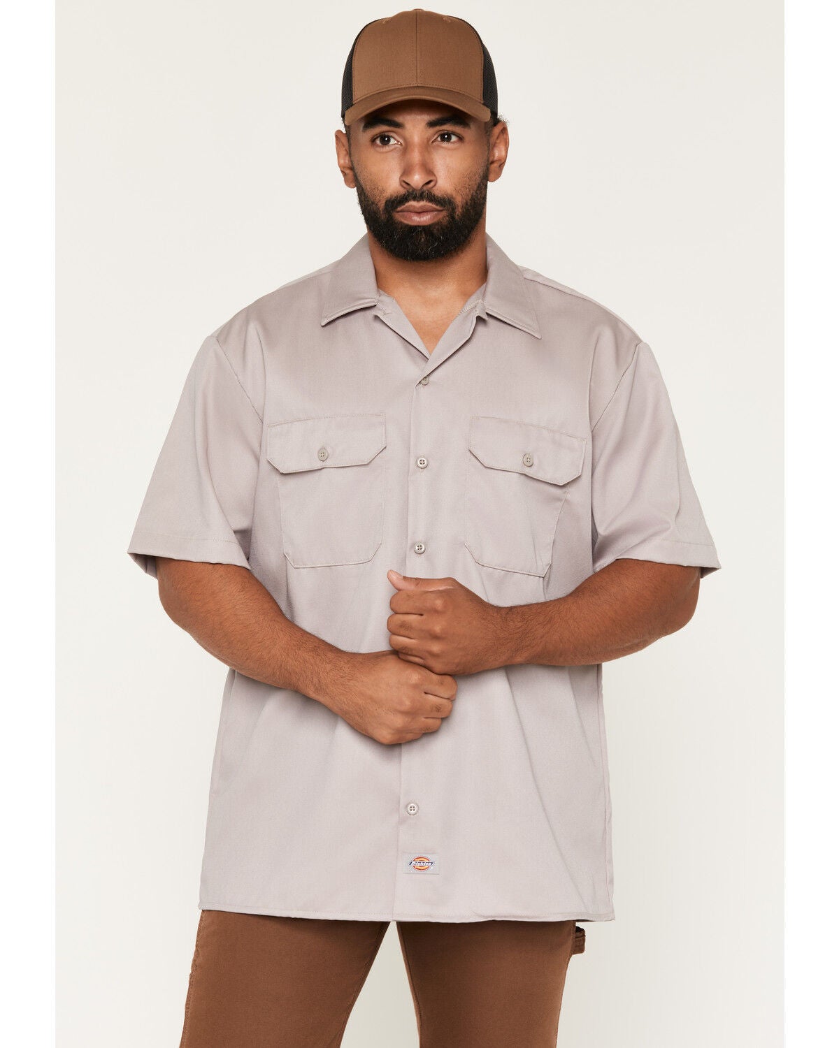 Image #1 - Dickies Men's Twill Short Sleeve Button-Down Original Work Shirt, Silver, hi-res